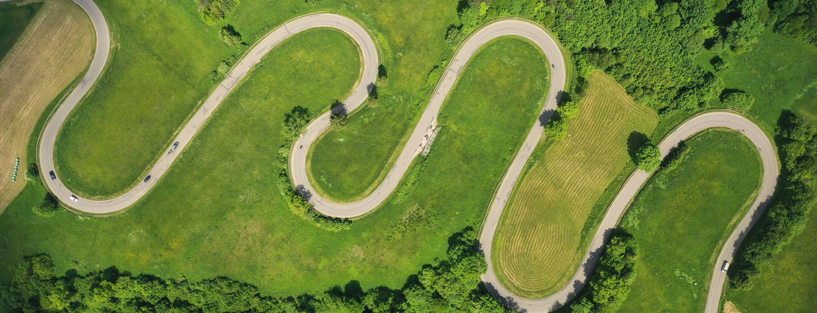 A winding road viewed from above